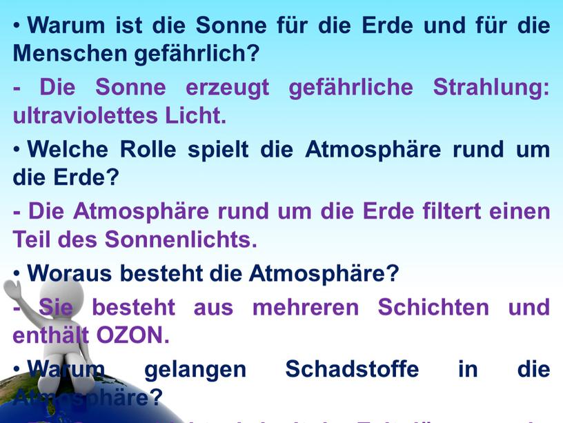 Warum ist die Sonne für die Erde und für die