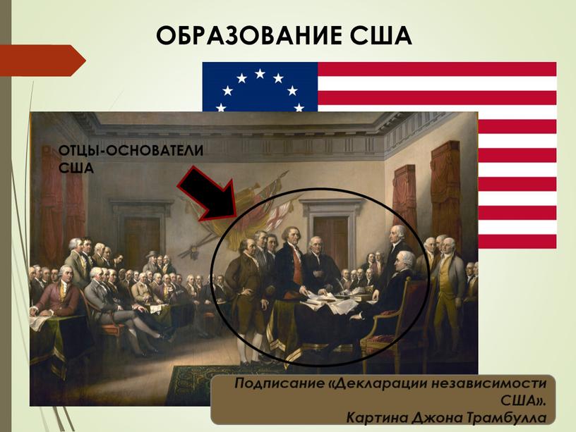 ОБРАЗОВАНИЕ США Подписание «Декларации независимости