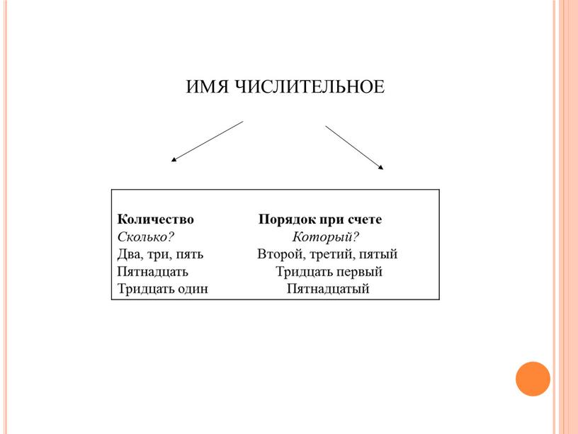 ИМЯ ЧИСЛИТЕЛЬНОЕ Количество