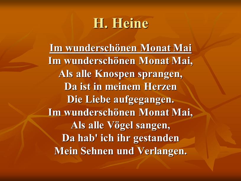 H. Heine Im wunderschönen Monat