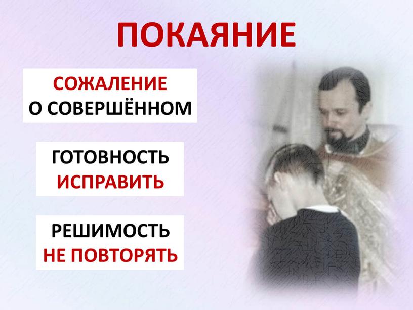 ПОКАЯНИЕ СОЖАЛЕНИЕ О СОВЕРШЁННОМ