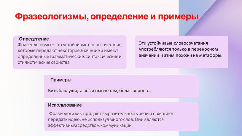 Фразеологизмы, определение и примеры