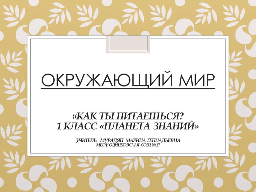 Окружающий мир « Как ты питаешься? 1 класс «Планета знаний»