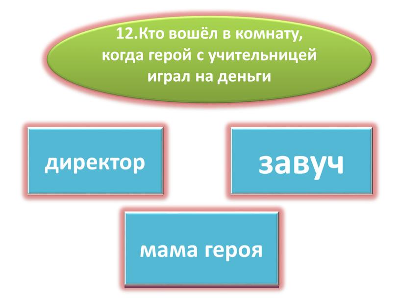 Кто вошёл в комнату, когда герой с учительницей играл на деньги