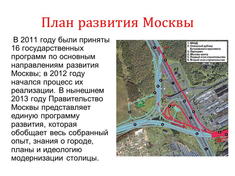 План развития Москвы В 2011 году были приняты 16 государственных программ по основным направлениям развития
