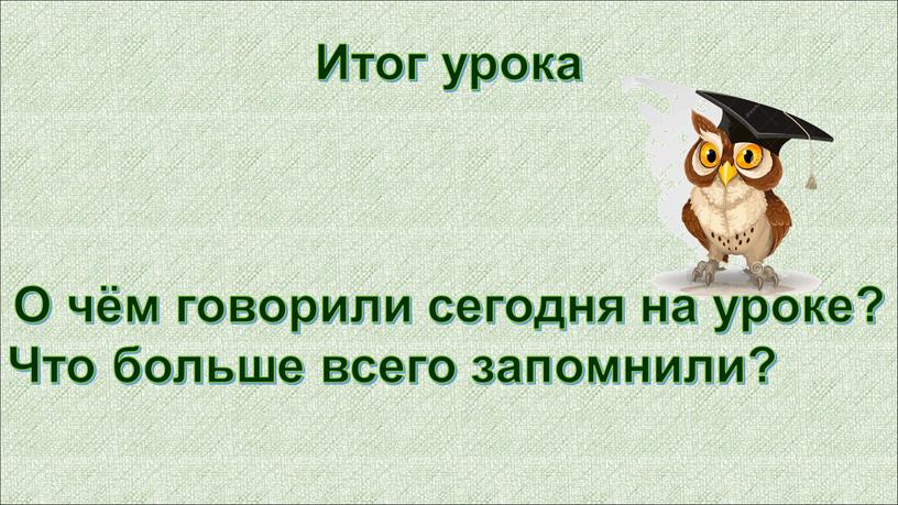 Итог урока О чём говорили сегодня на уроке?