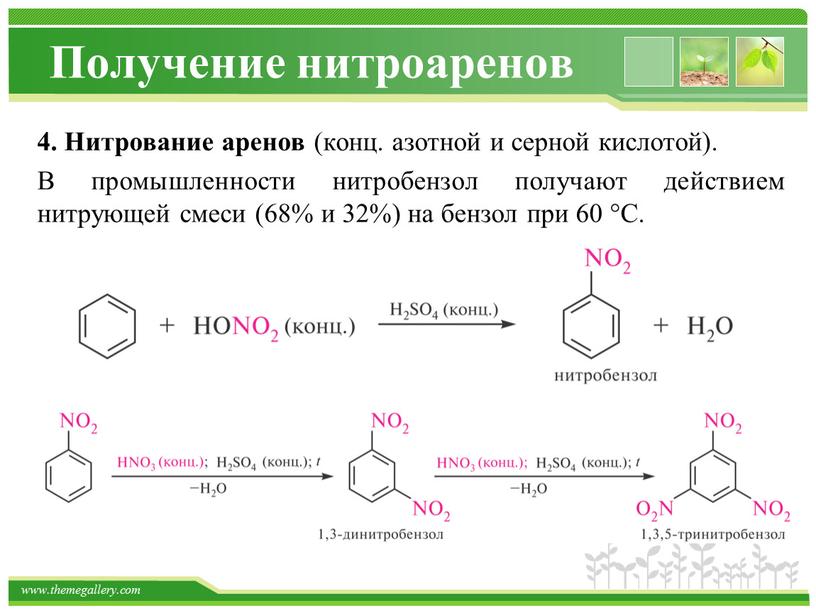 Получение нитроаренов 4. Нитрование аренов (конц