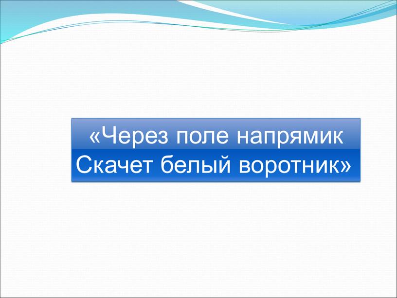 Через поле напрямик Скачет белый воротник»