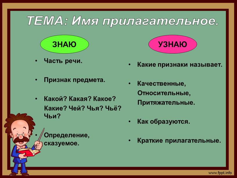 ТЕМА: Имя прилагательное. Часть речи