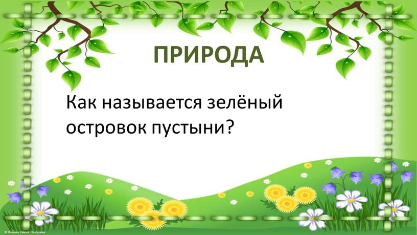 ПРИРОДА Как называется зелёный островок пустыни?