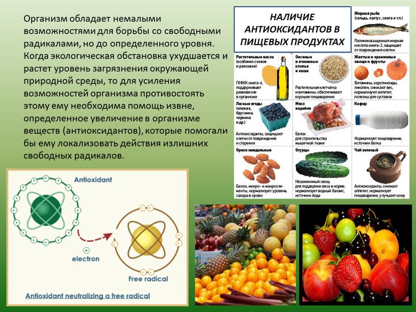 Организм обладает немалыми возможностями для борьбы со свободными радикалами, но до определенного уровня