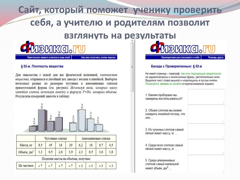 Сайт, который поможет ученику проверить себя, а учителю и родителям позволит взглянуть на результаты