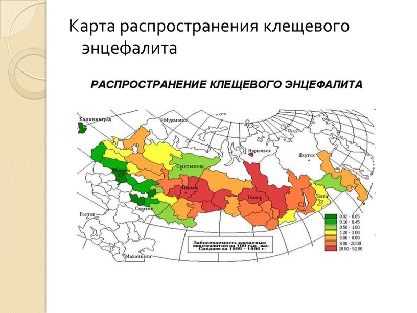 Карта распространения клещевого энцефалита