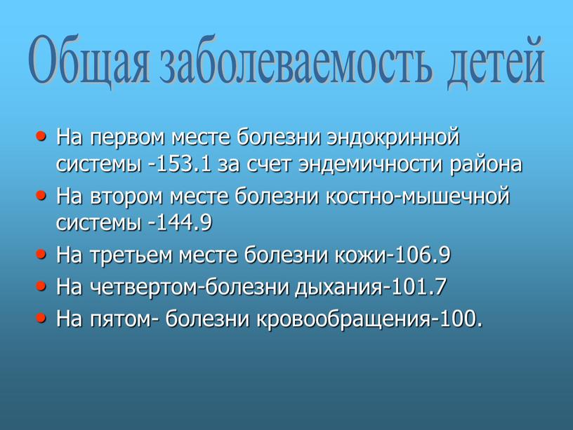 На первом месте болезни эндокринной системы -153