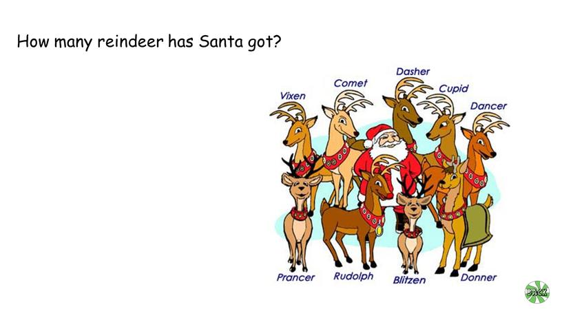 How many reindeer has Santa got?