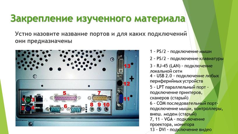 Закрепление изученного материала