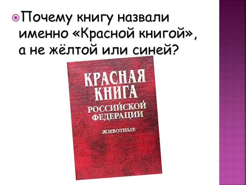 Почему книгу назвали именно «Красной книгой», а не жёлтой или синей?