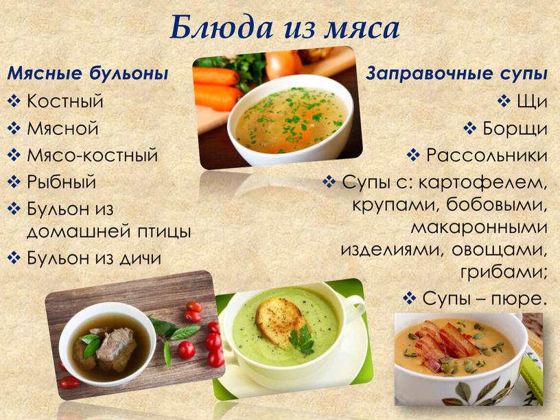 Блюда из мяса Мясные бульоны Костный