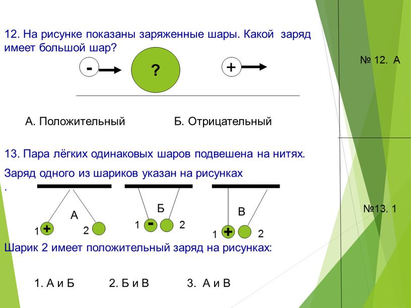 На рисунке показаны заряженные шары