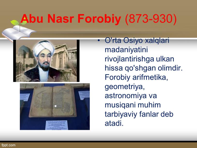 Abu Nasr Forobiy (873-930) O'rta