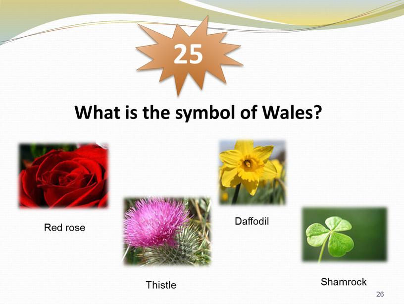What is the symbol of Wales? 25