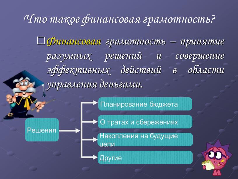 Финансовая грамотность – принятие разумных решений и совершение эффективных действий в области управления деньгами