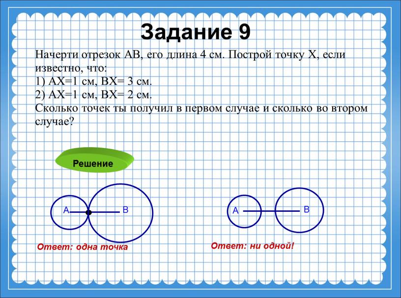 Задание 9 Начерти отрезок АВ, его длина 4 см