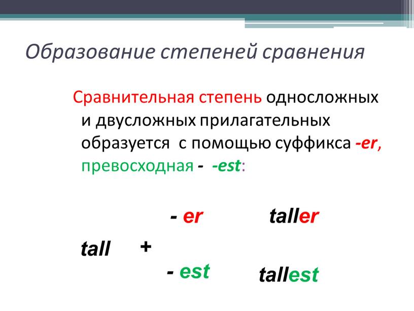 Образование степеней сравнения