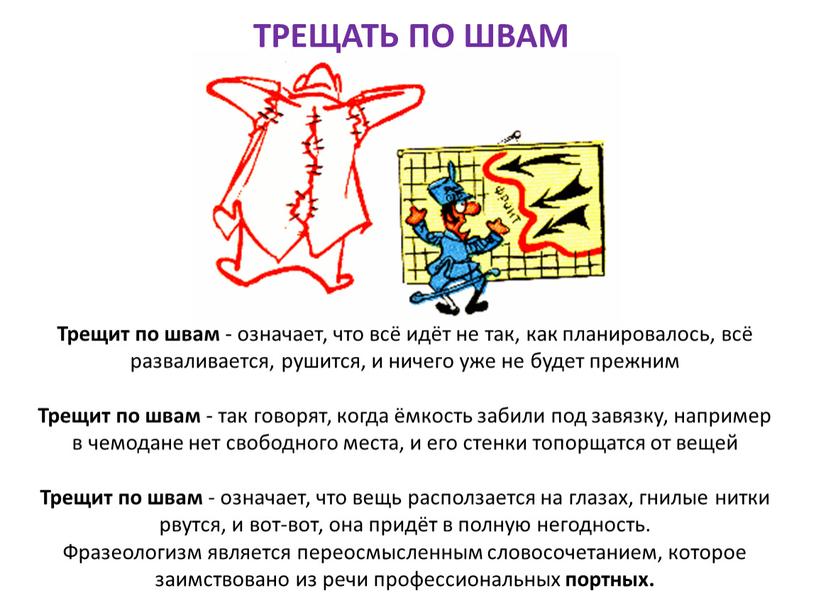 Трещит по швам - означает, что всё идёт не так, как планировалось, всё разваливается, рушится, и ничего уже не будет прежним