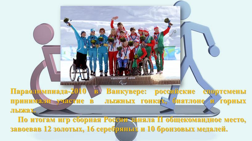 Параолимпиада-2010 в Ванкувере: российские спортсмены принимали участие в лыжных гонках, биатлоне и горных лыжах