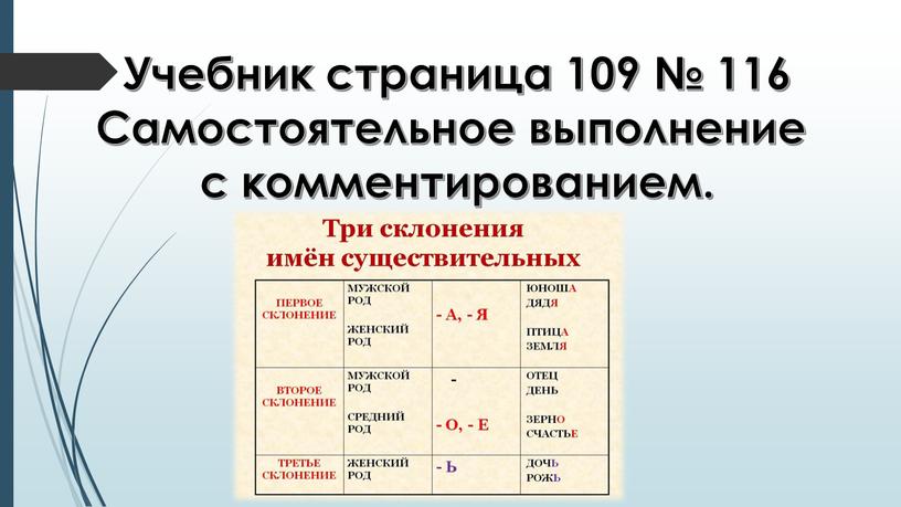 Учебник страница 109 № 116 Самостоятельное выполнение с комментированием