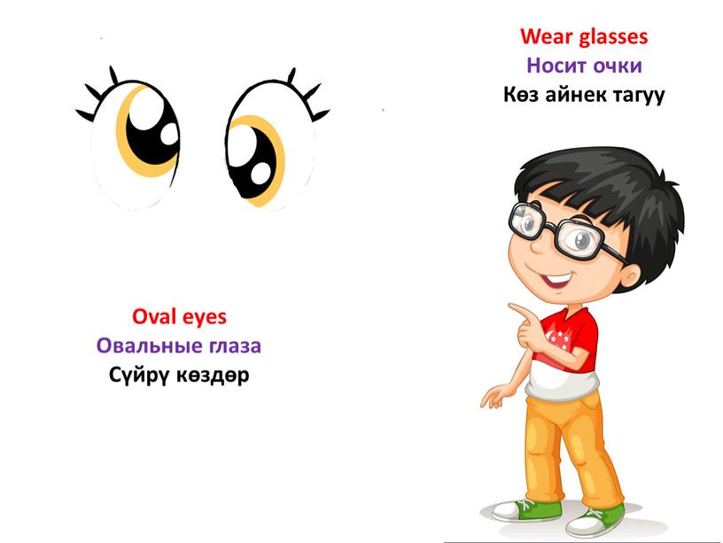 Wear glasses Носит очки Көз айнек тагуу