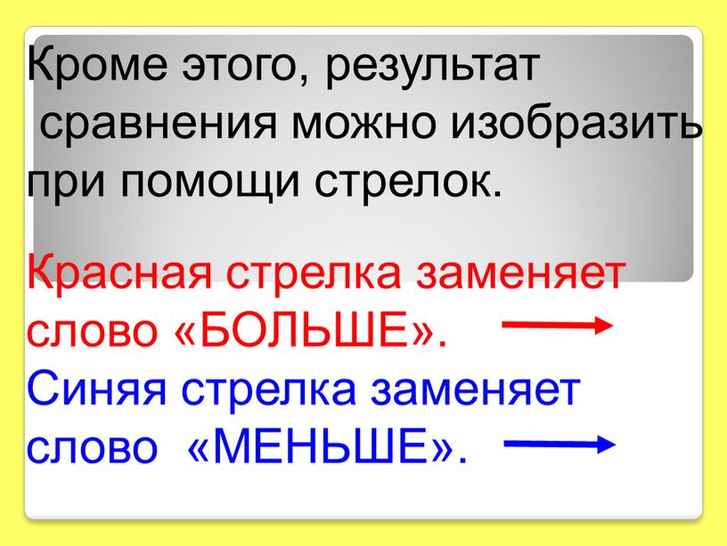 Кроме этого, результат сравнения можно изобразить при помощи стрелок