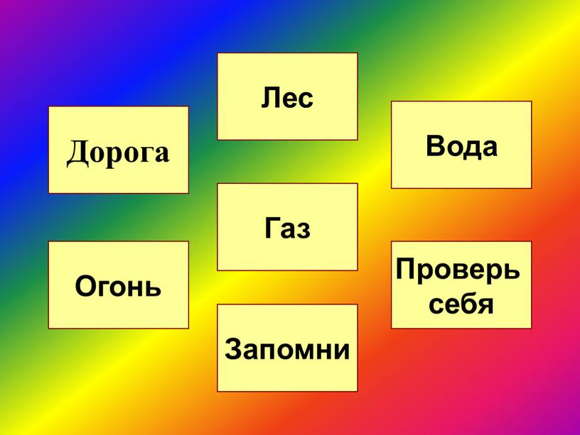 Дорога Запомни Вода Огонь Газ Проверь себя