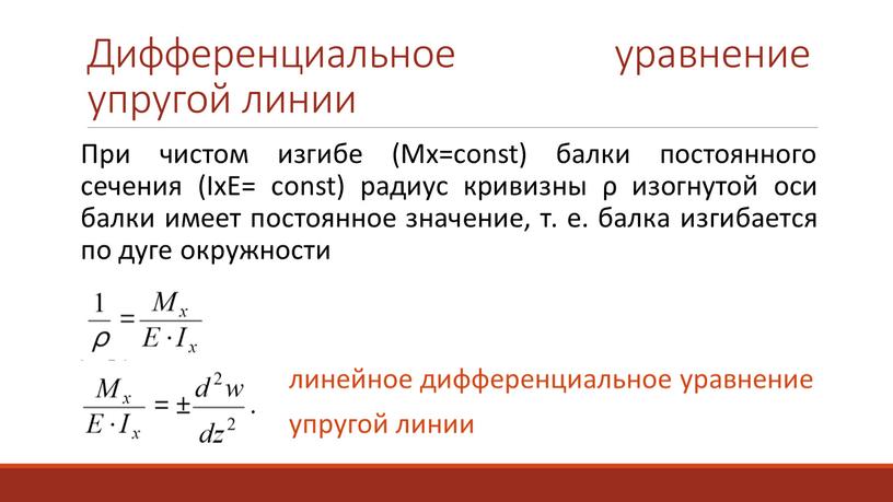 Дифференциальное уравнение упругой линии