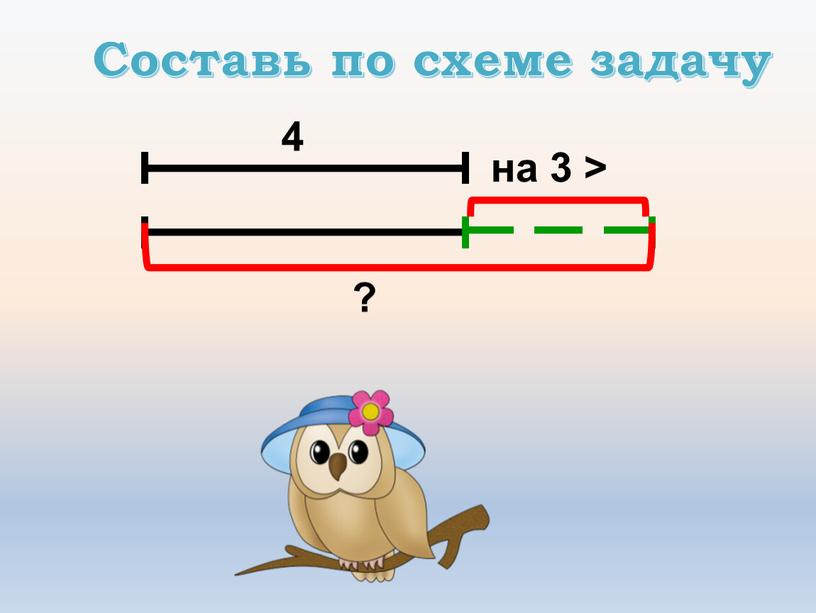 Составь по схеме задачу на 3 > ? 4