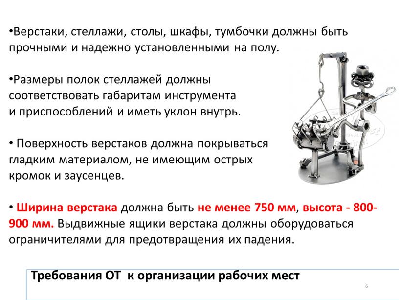 Требования ОТ к организации рабочих мест