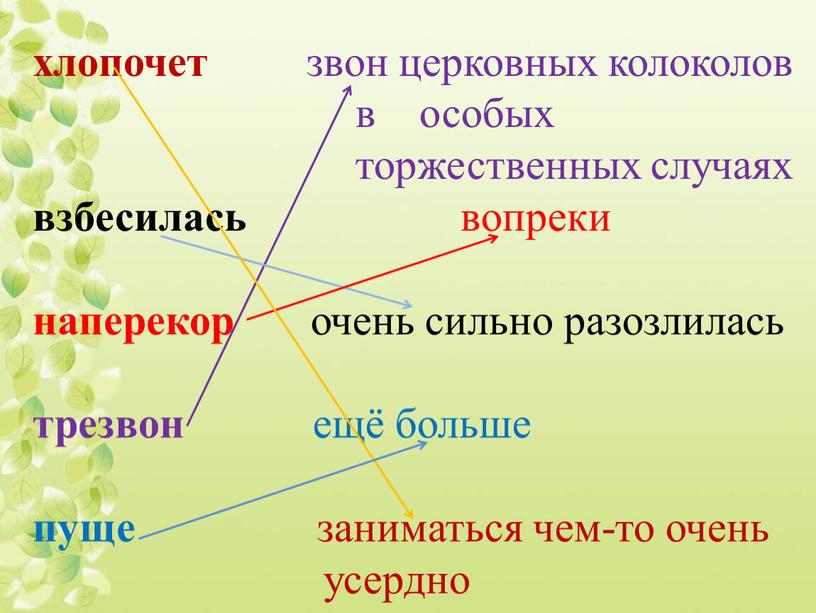 хлопочет звон церковных колоколов в особых торжественных случаях взбесилась вопреки наперекор очень сильно разозлилась трезвон ещё больше пуще заниматься чем-то очень усердно