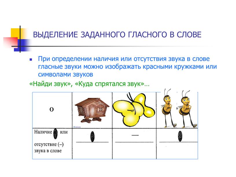 ВЫДЕЛЕНИЕ ЗАДАННОГО ГЛАСНОГО В