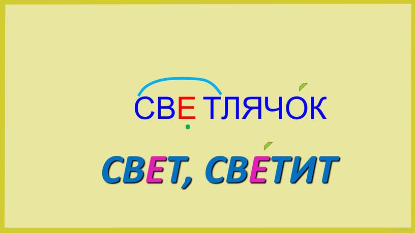 СВ ТЛЯЧОК Е . СВЕТ, СВЕТИТ