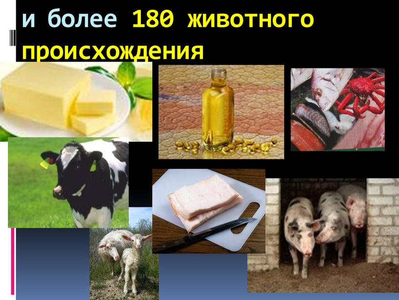 и более 180 животного происхождения