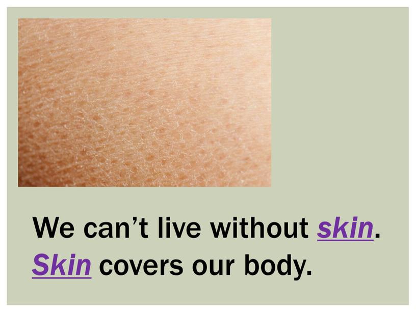 We can’t live without skin .