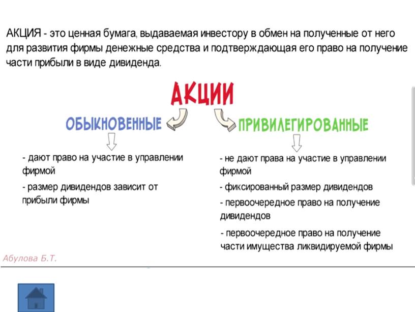 Интеллект-карта по обществознанию: "Ценные бумаги"