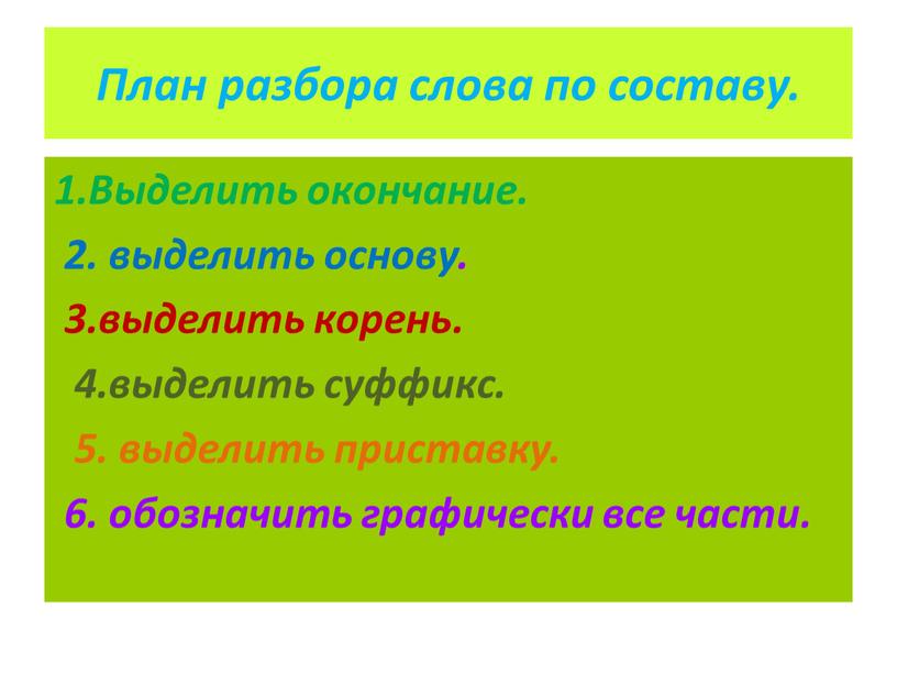 План разбора слова по составу. 1