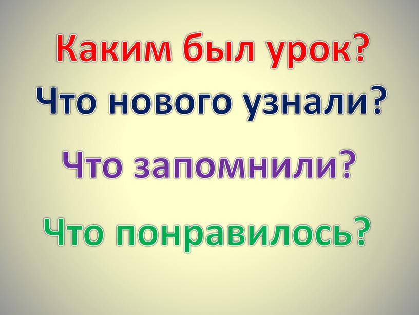 Каким был урок? Что нового узнали?