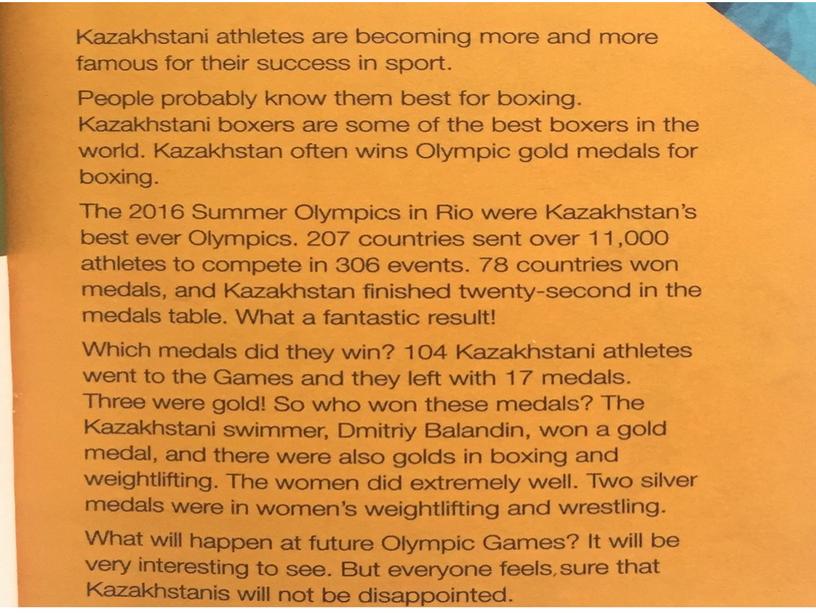 Презентация к урока английского языка для 5 класса по теме "Kazakhstan’s sporting success"