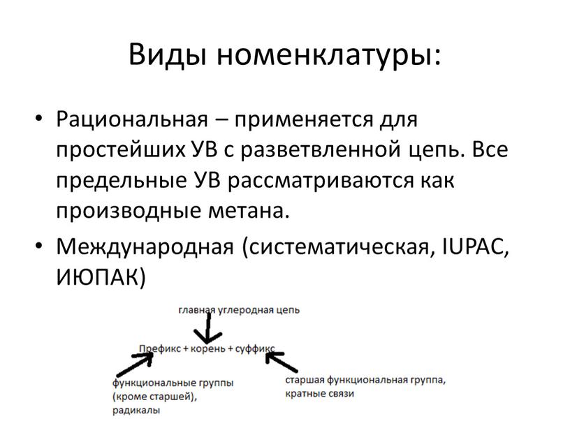 Виды номенклатуры: Рациональная – применяется для простейших