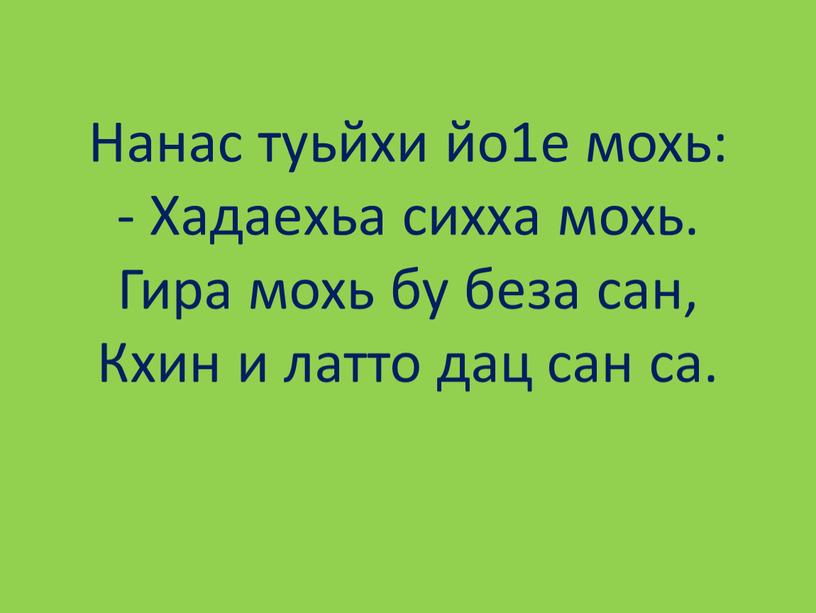 Нанас туьйхи йо1е мохь: - Хадаехьа сихха мохь