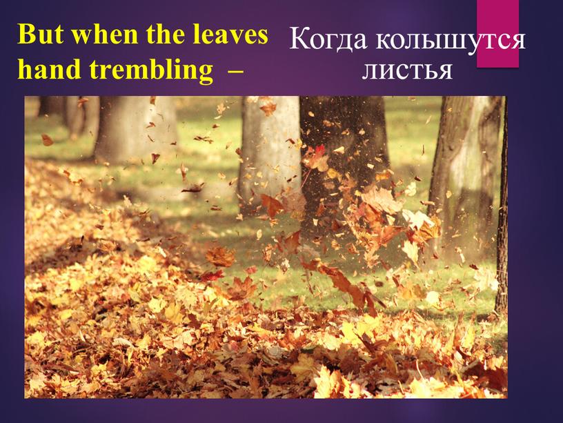 But when the leaves hand trembling –
