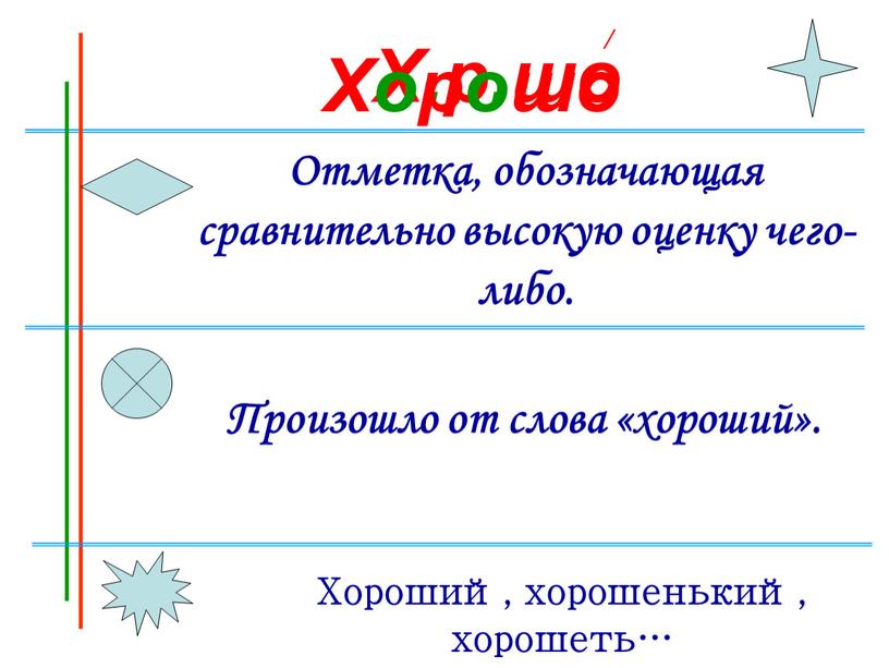 Х.р.шо Отметка, обозначающая сравнительно высокую оценку чего-либо